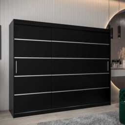 Verona 01 Sliding Door Wardrobe 250cm - Black 250cm - thumbnail 1