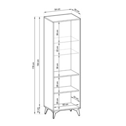 Diamond Tall Display Cabinet 54cm - Oak Evoke 54cm - thumbnail 6