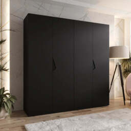 Sandi I Hinged Door Wardrobe 200cm - Black 200cm - thumbnail 1