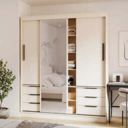 Vira Sliding Door Wardrobe 180cm - Beige 180cm