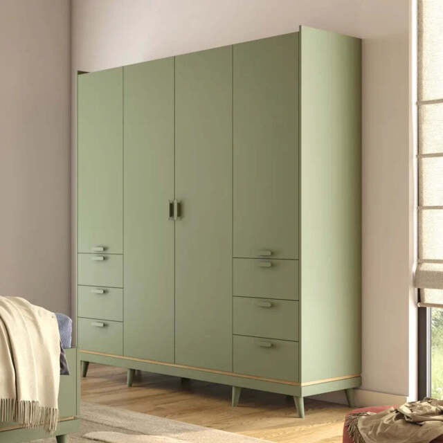 Scandi Hinged Door Wardrobe 190cm - Green 190cm - image 1