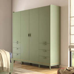 Scandi Hinged Door Wardrobe 190cm - Green 190cm - thumbnail 1