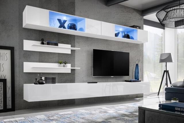 "Fly I3 Entertainment Unit For TVs Up To 75"" - White 320cm" - image 1