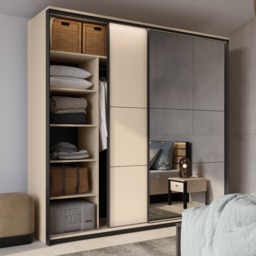 Enna EN-01 Sliding Door Wardrobe 220cm - Beige 220cm - thumbnail 6