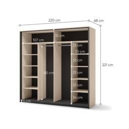 Enna EN-01 Sliding Door Wardrobe 220cm - Beige 220cm - thumbnail 3