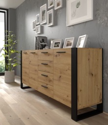Nuka Sideboard Cabinet 197cm [Drawers] - Oak Artisan 197cm - thumbnail 3