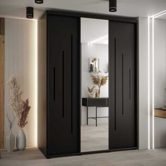 Cannes XIII Sliding Door Wardrobe 180cm - Black 180cm - image 1