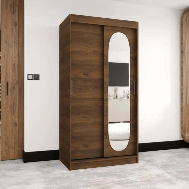 Royal Sliding Door Wardrobe 100cm - Oak Walnut 100cm - image 1