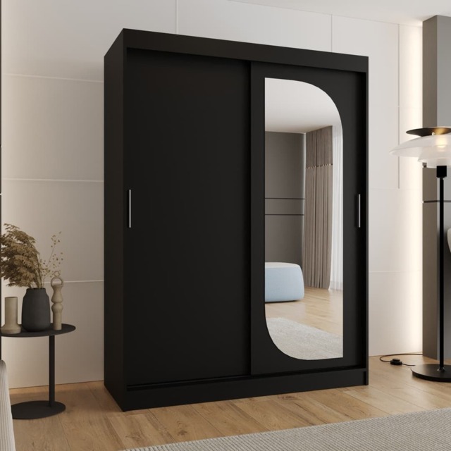 Lucy Sliding Door Wardrobe 150cm - Black 150cm - image 1