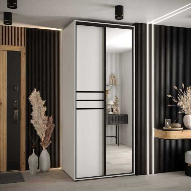Cannes XI Sliding Door Wardrobe 100cm - White 100cm - image 1