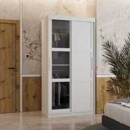 Parma III Sliding Door Wardrobe 100cm - Black 100cm - thumbnail 2