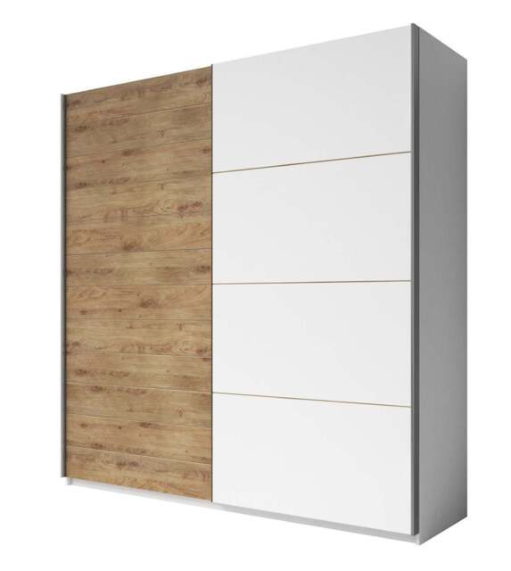 Galaxy Sliding Door Wardrobe - Oak Beaufort and White Matt 200cm - image 1