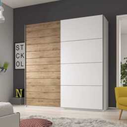 Galaxy Sliding Door Wardrobe - Oak Beaufort and White Matt 200cm - thumbnail 2