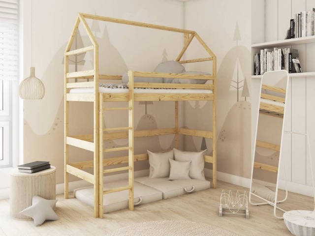Wooden Loft Bed Gloria - Pine Without Mattress - image 1