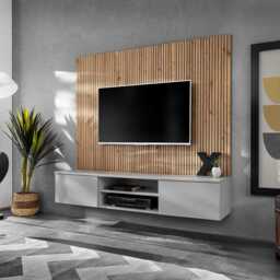 "Xavi II Entertainment Unit For TVs Up To 70"" - Pearl Grey 160cm"