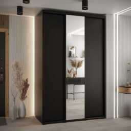 Cannes III Sliding Door Wardrobe 160cm - Black 160cm