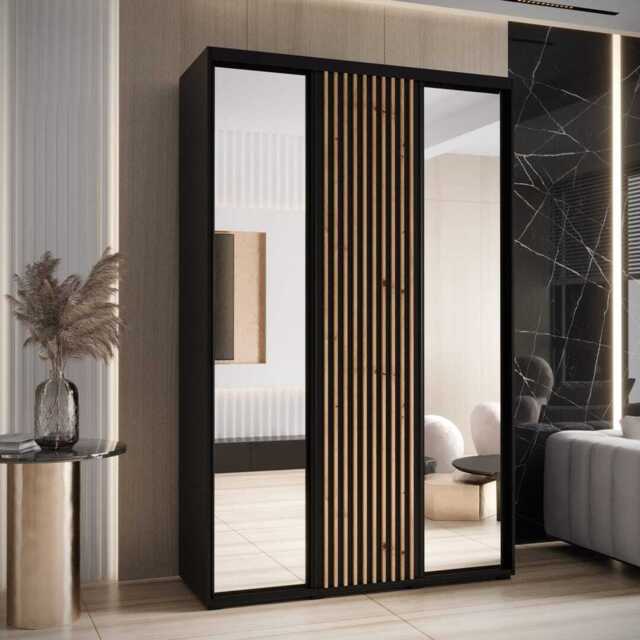 Sapporo II Sliding Door Wardrobe 160cm - Black 160cm - image 1