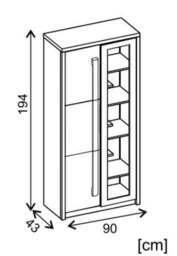 Roma ROM2 Tall Display Cabinet 90cm - Elm 90cm - thumbnail 3
