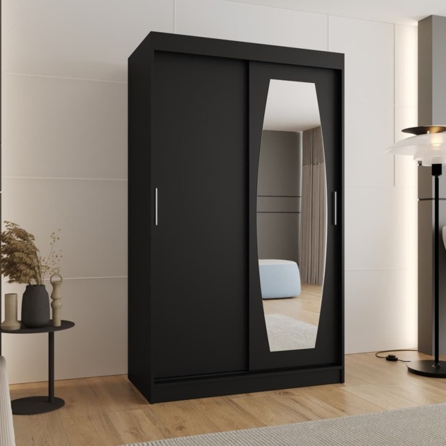 Rossa Sliding Door Wardrobe 120cm - Black 120cm - image 1