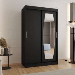 Rossa Sliding Door Wardrobe 120cm - Black 120cm - thumbnail 1