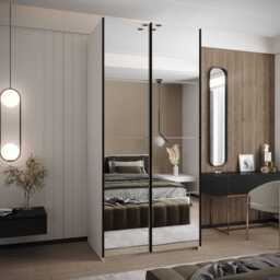 Trosa II Sliding Door Wardrobe 110cm - Black 110cm - thumbnail 2