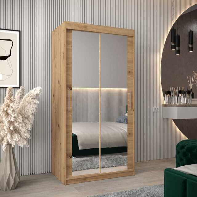 Tokyo III Sliding Door Wardrobe 100cm - Oak Artisan 100cm - image 1