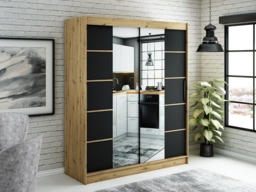 Leto V4 Sliding Door Wardrobe 180cm - Black 180cm - thumbnail 2