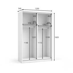 Sofia Sliding Door Wardrobe 120cm - White 120cm - thumbnail 7