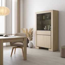 Cuba 13 Tall Display Cabinet 113cm - Light Oak 113cm - thumbnail 6
