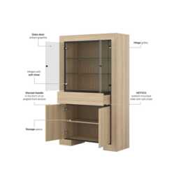 Cuba 13 Tall Display Cabinet 113cm - Light Oak 113cm - thumbnail 5