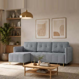 Corner Sofa Bed Dello - Grey 223cm Left - thumbnail 2