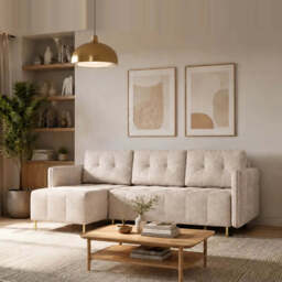 Corner Sofa Bed Dello - Grey 223cm Left - thumbnail 3