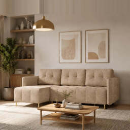 Corner Sofa Bed Dello - Grey 223cm Left - thumbnail 4