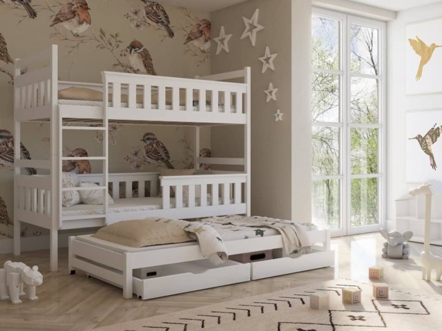 Kors Bunk Bed with Trundle and Storage - White Matt Without Mattresses