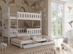 Kors Bunk Bed with Trundle and Storage - White Matt Without Mattresses - thumbnail 1