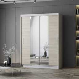 Vista 01 Sliding Mirror Door Wardrobe 150cm - White Oak Sonoma 150cm - thumbnail 6