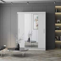 Vista 01 Sliding Mirror Door Wardrobe 150cm - White Oak Sonoma 150cm - thumbnail 5