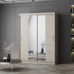 Vista 01 Sliding Mirror Door Wardrobe 150cm - White Oak Sonoma 150cm - thumbnail 2
