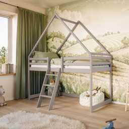 Moon Wooden Loft Bed - Cotton 90 x 200cm Without Mattress - thumbnail 4