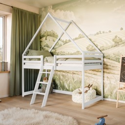 Moon Wooden Loft Bed - Cotton 90 x 200cm Without Mattress - thumbnail 6