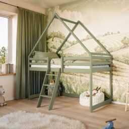Moon Wooden Loft Bed - Cotton 90 x 200cm Without Mattress - thumbnail 2