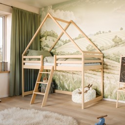 Moon Wooden Loft Bed - Cotton 90 x 200cm Without Mattress - thumbnail 8