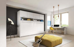 CP-05 Horizontal Wall Bed Concept Pro 120cm with Over Bed Unit - White Gloss 120 x 200cm 215cm - thumbnail 2