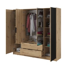Nelly Hinged Door Wardrobe 206cm [Mirror] - Oak Artisan 206cm - thumbnail 6