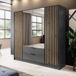 Nelly Hinged Door Wardrobe 206cm [Mirror] - Oak Artisan 206cm - thumbnail 7