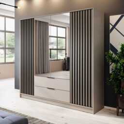 Nelly Hinged Door Wardrobe 206cm [Mirror] - Oak Artisan 206cm - thumbnail 2