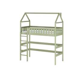Otylia Wooden Loft Bed - Olive Without Mattress