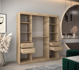 Wave Sliding Door Wardrobe 180cm - White 180cm - thumbnail 5