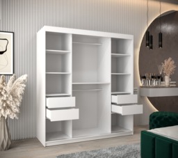 Wave Sliding Door Wardrobe 180cm - White 180cm - thumbnail 8