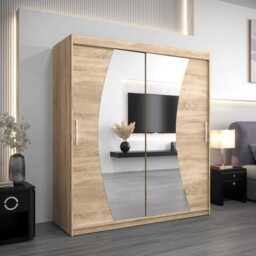 Wave Sliding Door Wardrobe 180cm - White 180cm - thumbnail 2